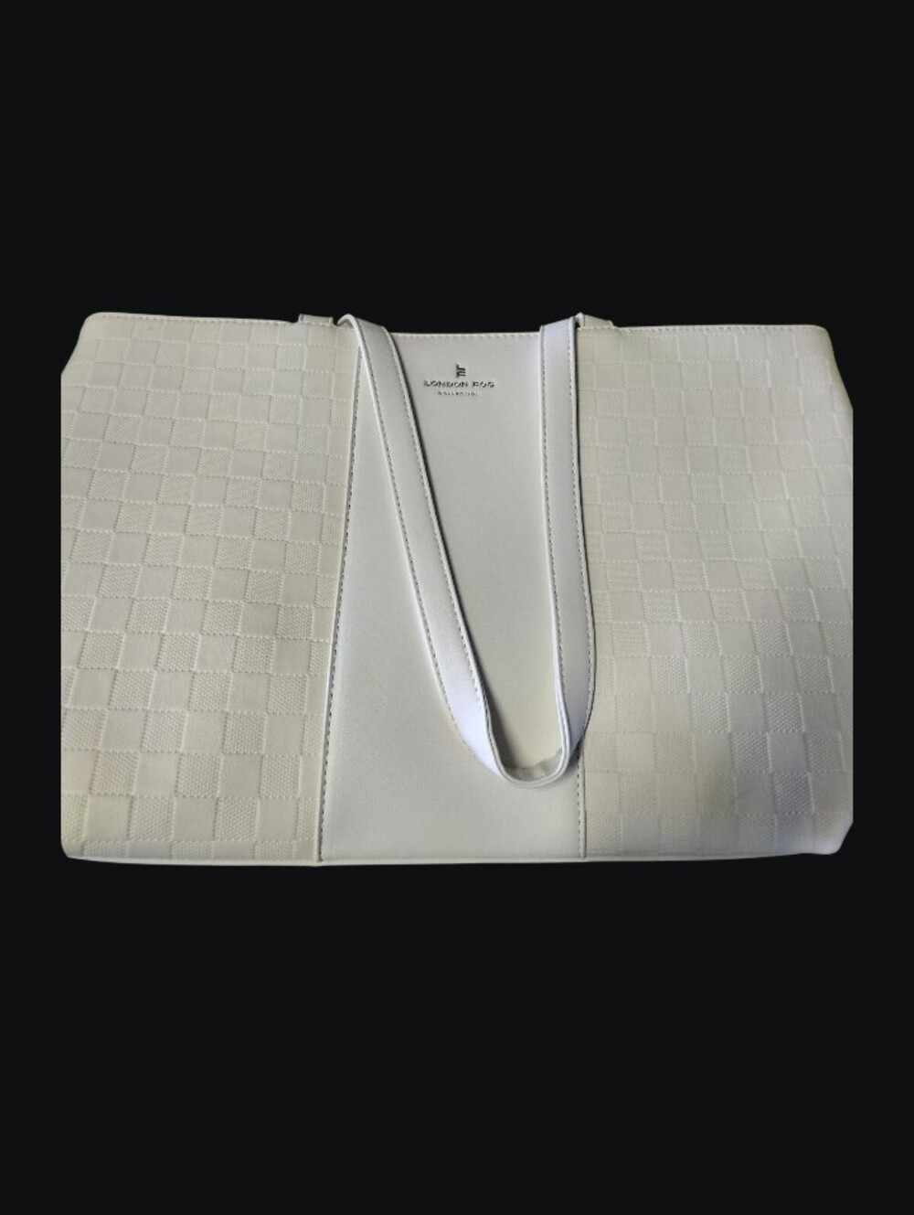 London Fog White Textured Panel Tote Nwt